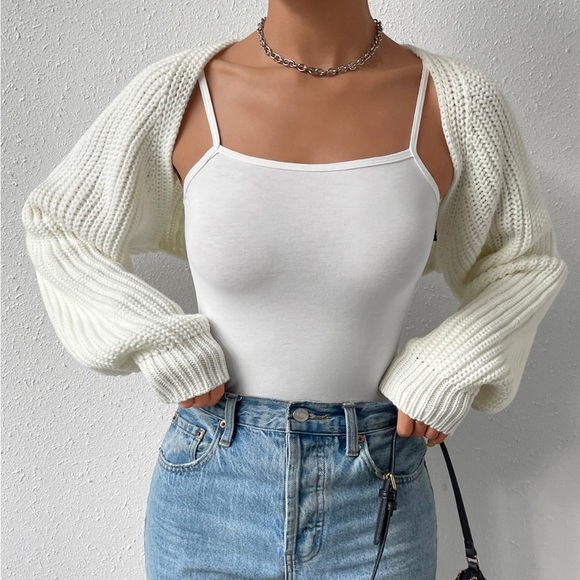 Casual Open Front Long Sleeve Cropped Cardigan